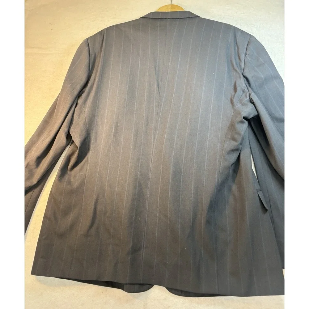 Pierre Cardin Suit Coat 44L Navy Pinstripe 2 Button Wool Sport Coat Blazer